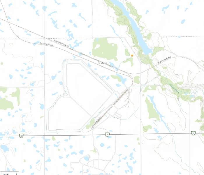 The epicentre of the earthquake was 5 km underground 17 km east of Esterhazy, very near the K2 mine site.